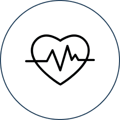 Heart icon with heartbeat line inside.